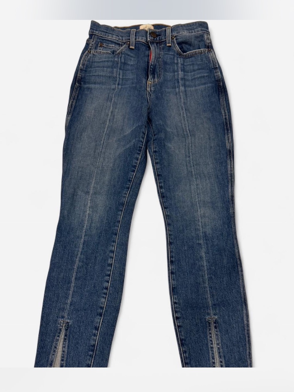 Alice + Olivia Classic High-Rise Dark Blue ankle Women's Jeans with front slit